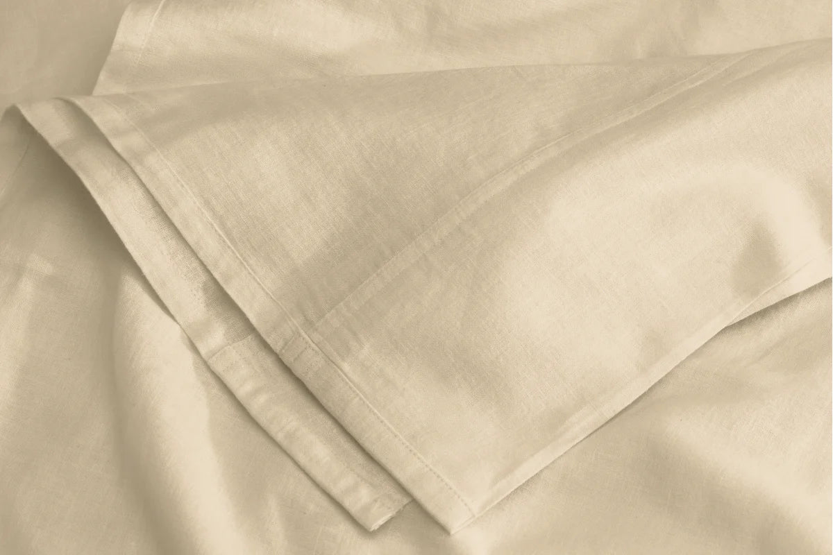Linen-Cotton Flat Sheet - Buttercream / Queen